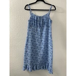 Vintage LISA JO Boho Sun Dress Beach Bohemian‎ Ruffle Hem Adjustable Straps Sz S